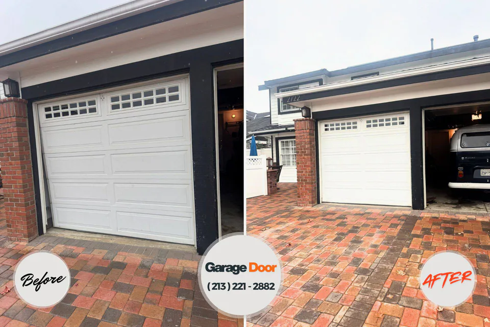 Before and after: garage door installation Horizon City, TX
